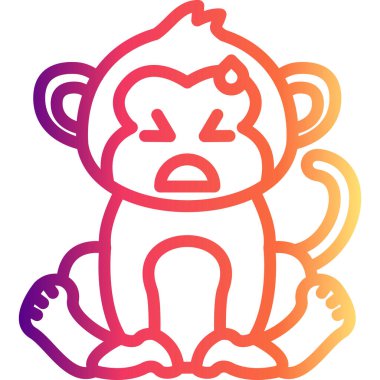 Maymun Üzgün Rahatlamış Modern Soyut Yaratıcı Tasarım Varlığı