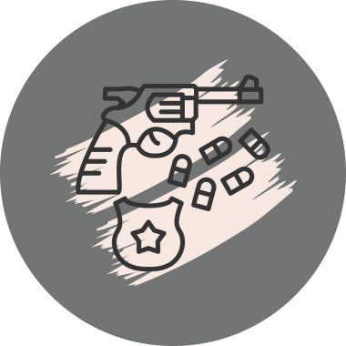 Mermili silah ve polis rozeti ikonu.