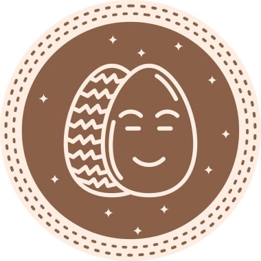 Paskalya Mutlu Rahatlamış Yumurta Yenilikçi Düz Ürün Tasarım Sembolü