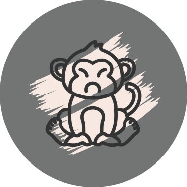 Üzgün Maymun Dengeli Düz Modern Tasarım Elementi