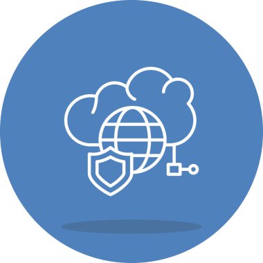 Bulut Ağı Güvenliği Yüksek Çözünürlüklü Düz Tasarım Sembolü