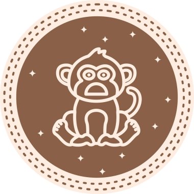 Kederli Maymun Yenilikçi Düz Ürün Tasarım Sembolü