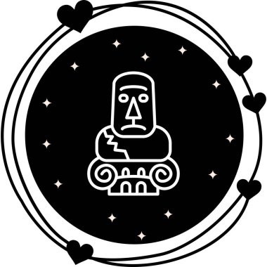 Moai Heykeli Modern Dengeli Markalaşma Vektörü Sembolü