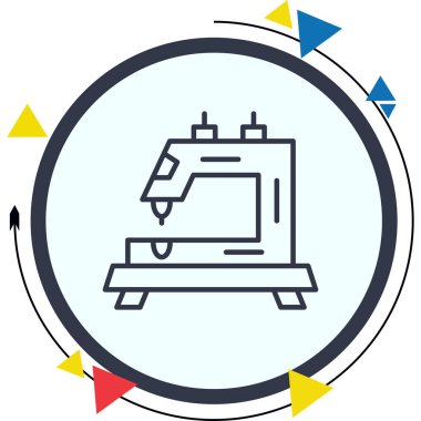 Dikiş Makinesi Eşsiz Düz Dijital Tasarım Nesnesi