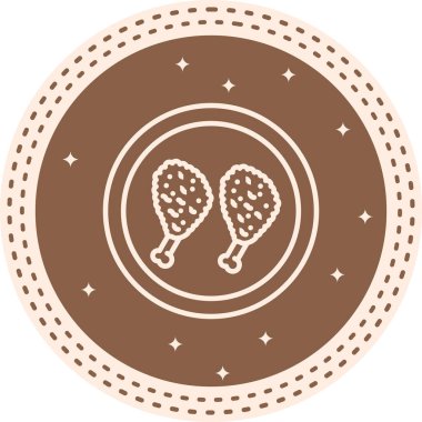 Kızarmış Tavuk Asgari Düz Vektör İllüstrasyonu