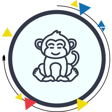 Maymun Mutlu Rahatlamış Yaratıcı Eşsiz Ürün Tasarım Elemanı