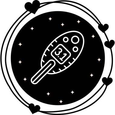 Sayısal ekran ve sensör ucu köşegenli dijital termometre. Uygulama için uygun simge.