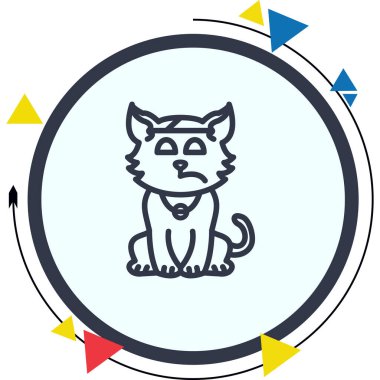 Kedi Başı Bandajı Entellektüel Özel Vektör Sanatı Nesnesi