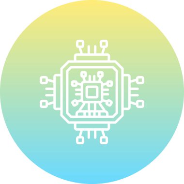 Yapay Zeka İşlemcisi Yüksek Çözünürlüklü Düz Tasarım Sembolü