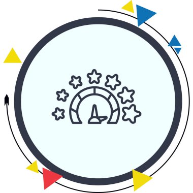 beyaz düğme veya küre beş yıldızlı bir hız göstergesi simgesi