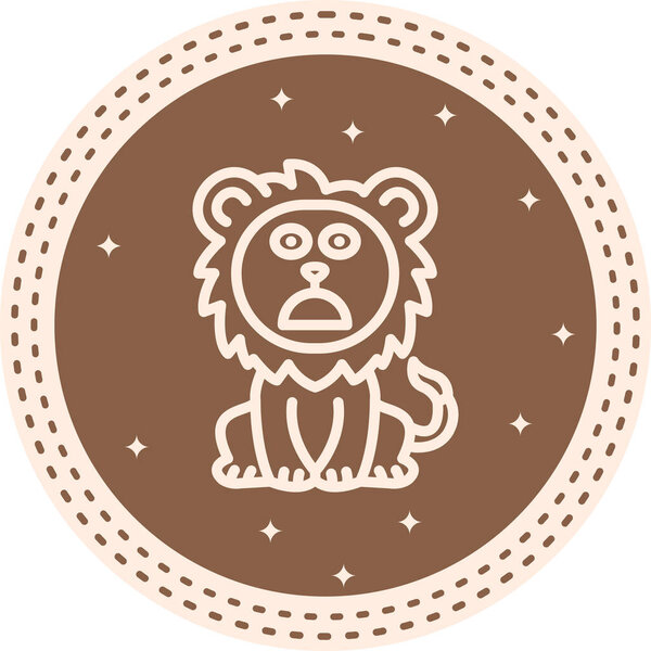 Anguished Lion Balanced Flat Modern Design Element