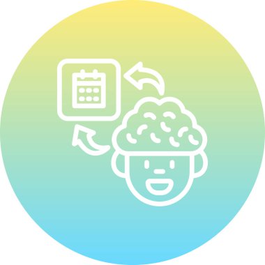 Beyin Takvimi Yüksek Çözünürlüklü Düz Tasarım Sembolü