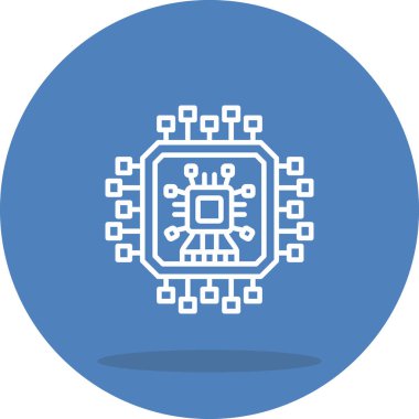 Devre kartlı mikroçip simgesi. Doğrusal ve siluet biçimi.