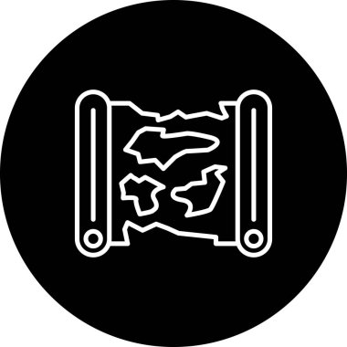 Scroll World Map Sophisticated Custom Vector Art Object