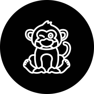 Maskeli Maymun Yenilikçi Düz Ürün Tasarım Sembolü