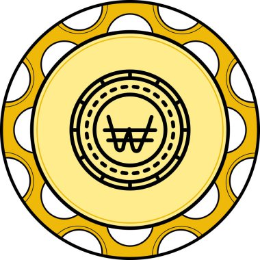 Yellow coin with circular design