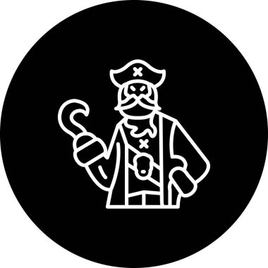 Cartoon pirate character holding hook
