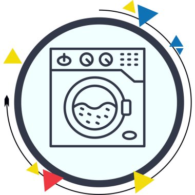 Çamaşır Makinesi Simgesi Basit düz illüstrasyon