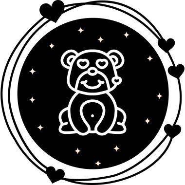 Kalpli Gülümse Ayı Premium Temiz Dijital Sanat Düzenlemesi