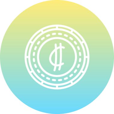 White dollar sign coin on gradient background