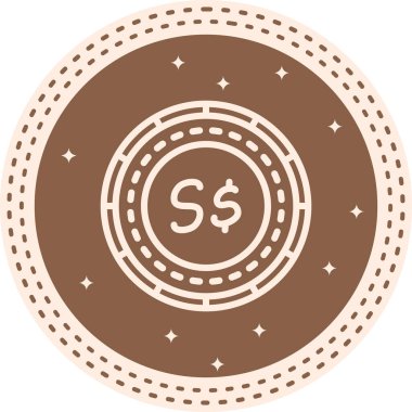 Brown circular coin with dollar symbol