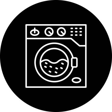 Çamaşır Makinesi Simgesi Basit düz illüstrasyon