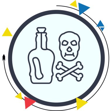 Skull and crossbones with poison bottle