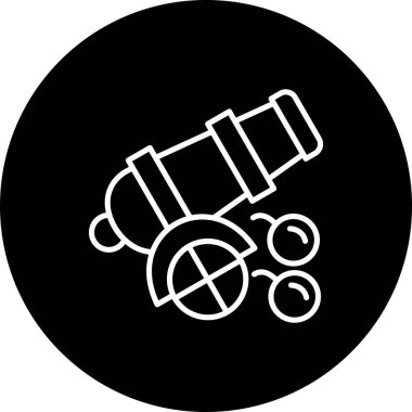 Cannon with cannonballs on black background