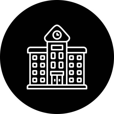 Okul Binası Minimum Düz Yaratıcı Grafik Tasarımı