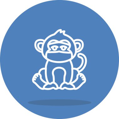 Ninja Maymun Minimum Düz Vektör İllüstrasyonu