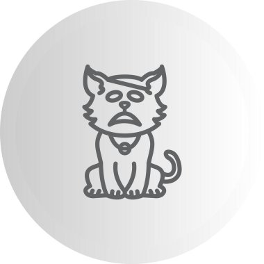 Hasta Kedi Asgari Düz Vektör İllüstrasyonu
