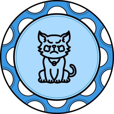 Buharda pişen Kedi Minimum Düz Kullanıcı Deneyimi Sembolü