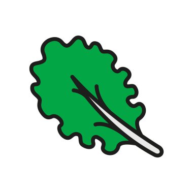 Kale simgesi taze yapraklı sebzeleri temsil ediyor, sağlığı, beslenmeyi ve organik yaşam tarzını sembolize ediyor..