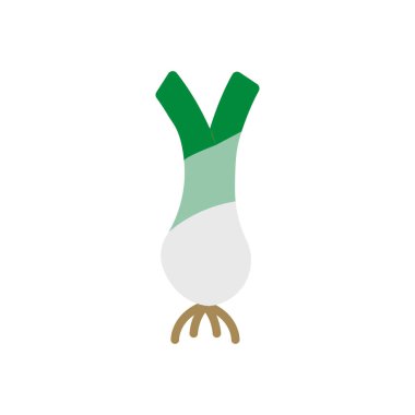 Taze yeşil sebzeleri temsil eden pırasa ikonu besin, yemek pişirme ve organik yaşam tarzını sembolize ediyor..