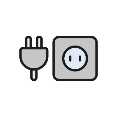 Elektrik bağlantısını, şarjı ve modern güç kaynağını temsil eden priz ve soket simgesi.
