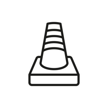 Basit, modern ve minimal güvenlik ve inşaat görselleri için çizgi koni bariyeri simgesi.