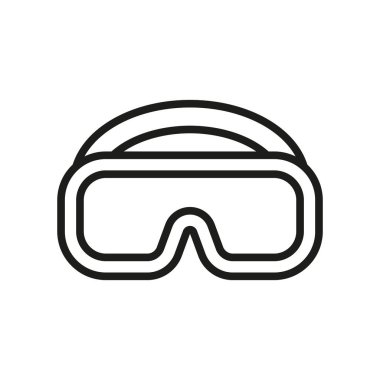 Temiz, minimal ve profesyonel güvenlik görselleri için çizgi güvenlik gözlüğü simgesi.