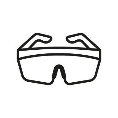 Temiz, minimal ve profesyonel güvenlik görselleri için çizgi güvenlik gözlüğü simgesi.