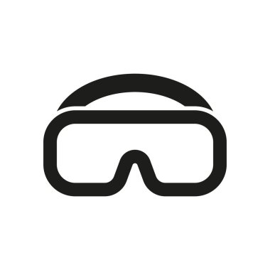 Cesur, sağlam ve modern koruyucu tasarım projeleri için Glyph güvenlik gözlüğü simgesi.