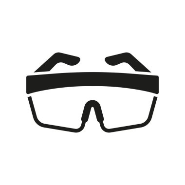 Cesur, sağlam ve modern koruyucu tasarım projeleri için Glyph güvenlik gözlüğü simgesi.