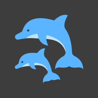 Parlak, canlı ve gerçekçi okyanus ve vahşi yaşam tasarımları için renkli yunus simgesi.