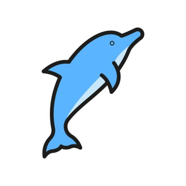 Canlı, özgün ve anlamlı su sanatları için çizgi yunus simgesine sahip renk.