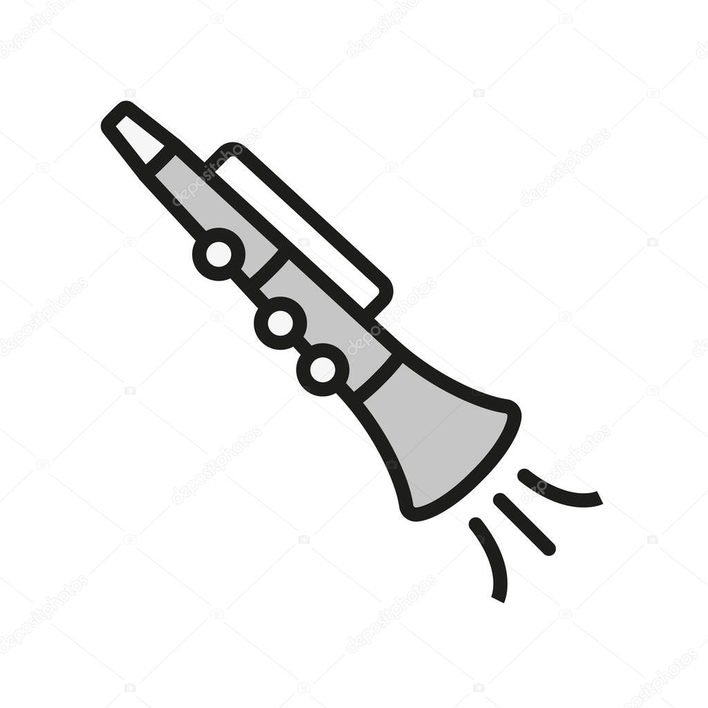 Color with line clarinet icon for creative, detailed, and expressive music designs.