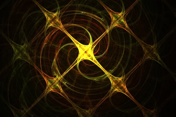 Abstracte Fractal geometrische rode en gele spiraal grille afbeelding — Stockfoto