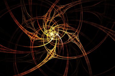 Soyut fraktal geometrik sarı ve kahverengi dönen görüntü