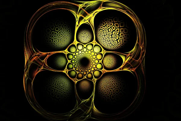 Παλιά χρυσό αφηρημένη fractal γεωμετρικά κίτρινο κόκκινο και πράσινο εικόνα — Φωτογραφία Αρχείου