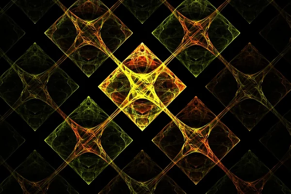 Abstrato fractal geométrico amarelo vermelho e verde imagem grade — Fotografia de Stock