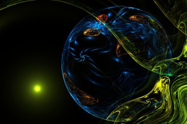 Bilinmeyen mavi gezegenin görüntüsünü soyut fraktal