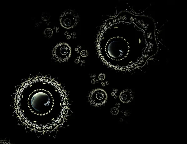 Abstrato fractal renda de prata com pérolas pretas — Fotografia de Stock