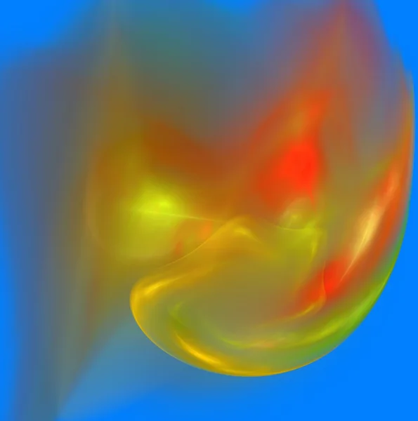 Abstraite flamme jaune fractale et rouge sur bleu — Photo